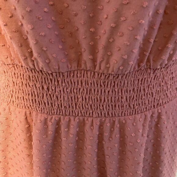 Est. 1946 Smocked Collar French Dot Boho Long Split Sleeve Dress Size L - Picture 4 of 14
